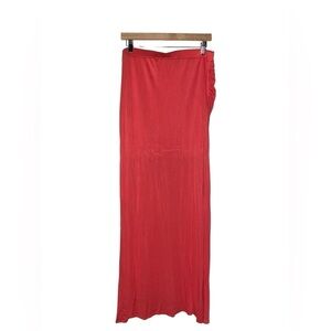 Alloy Apparel Women Overlay Maxi Skirt Coral Pull‎ On Slit Front Minimalist XL